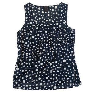 Ann Taylor Blouse Blue White Polka Dot Sleeveless